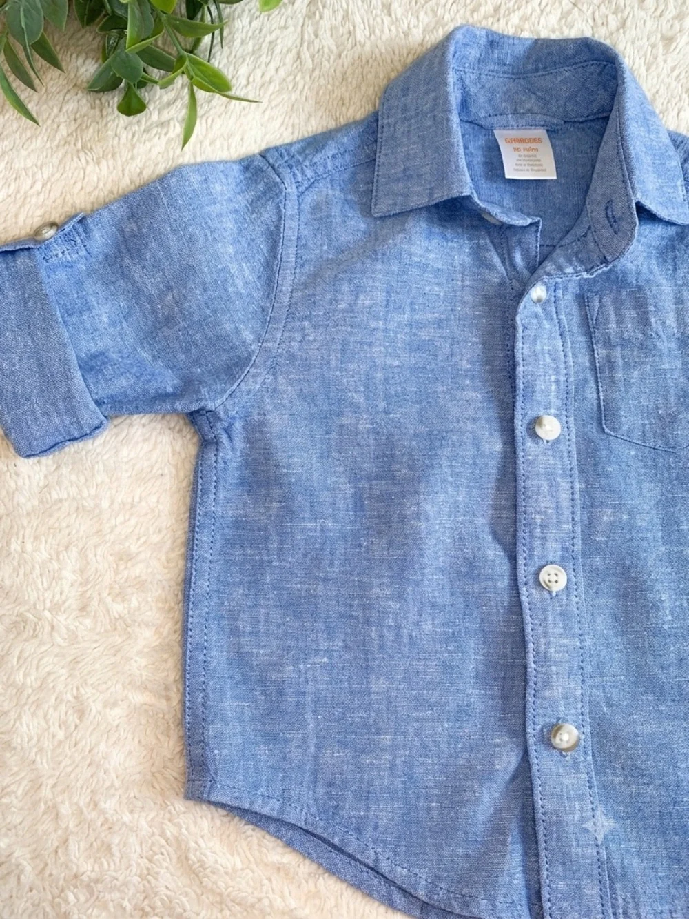 Gymboree Blue Button Down Shirt 18-24M Boys EUC